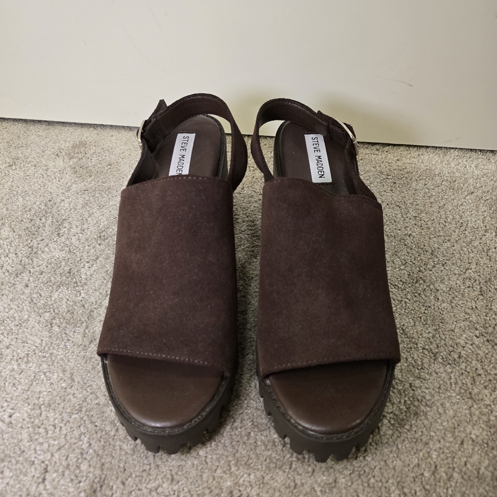 Steve Madden Brown Suede Platform Sandals